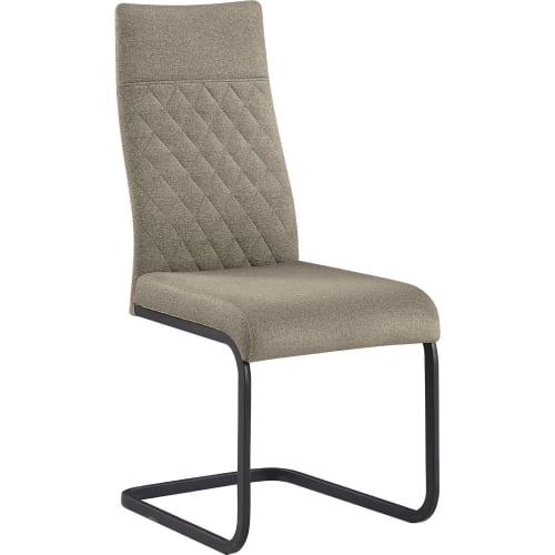 Lillian Cantilever Dining Chair in Diamond Stitched Taupe Fabric (Set of 2)